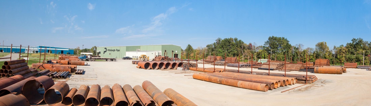 Large overview of pipe storage yard