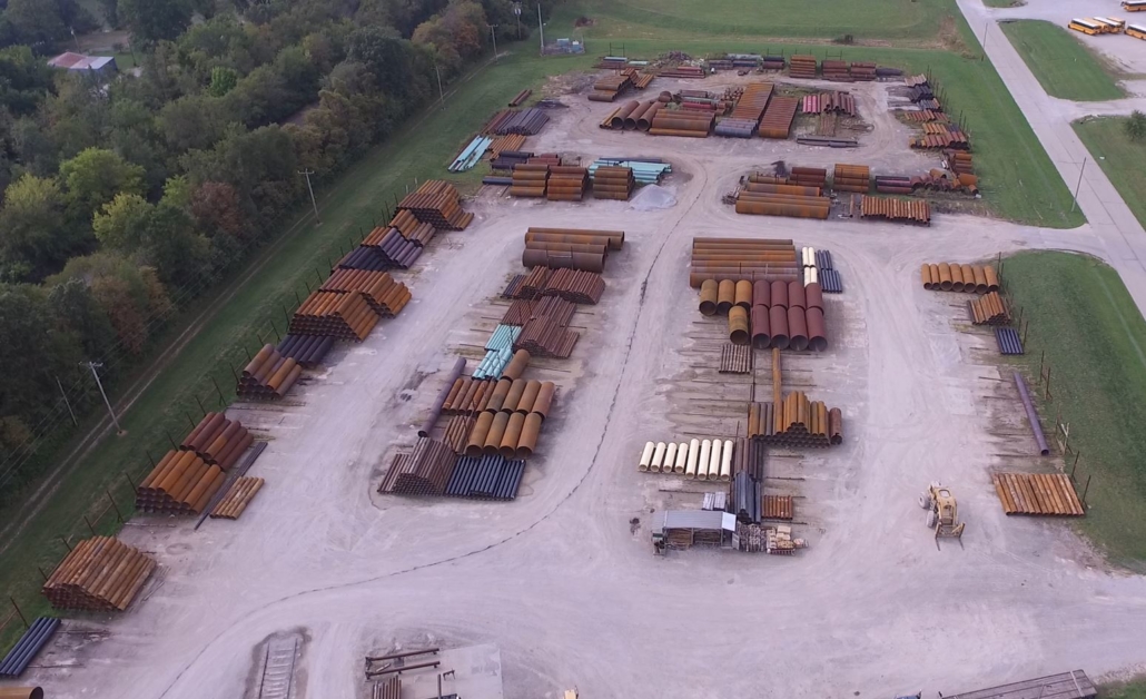 Overhead view of pitts pipe storage yard