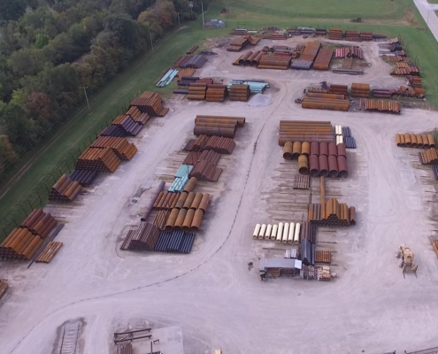Overhead view of pitts pipe storage yard