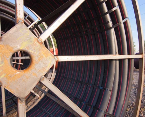 Large spool of telecom wiring