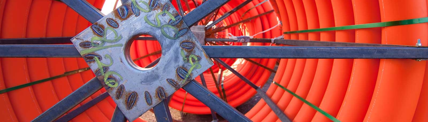 close up view of telecom wiring spools