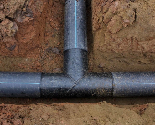 HDPE Pressure Pipe and fittings in the ground