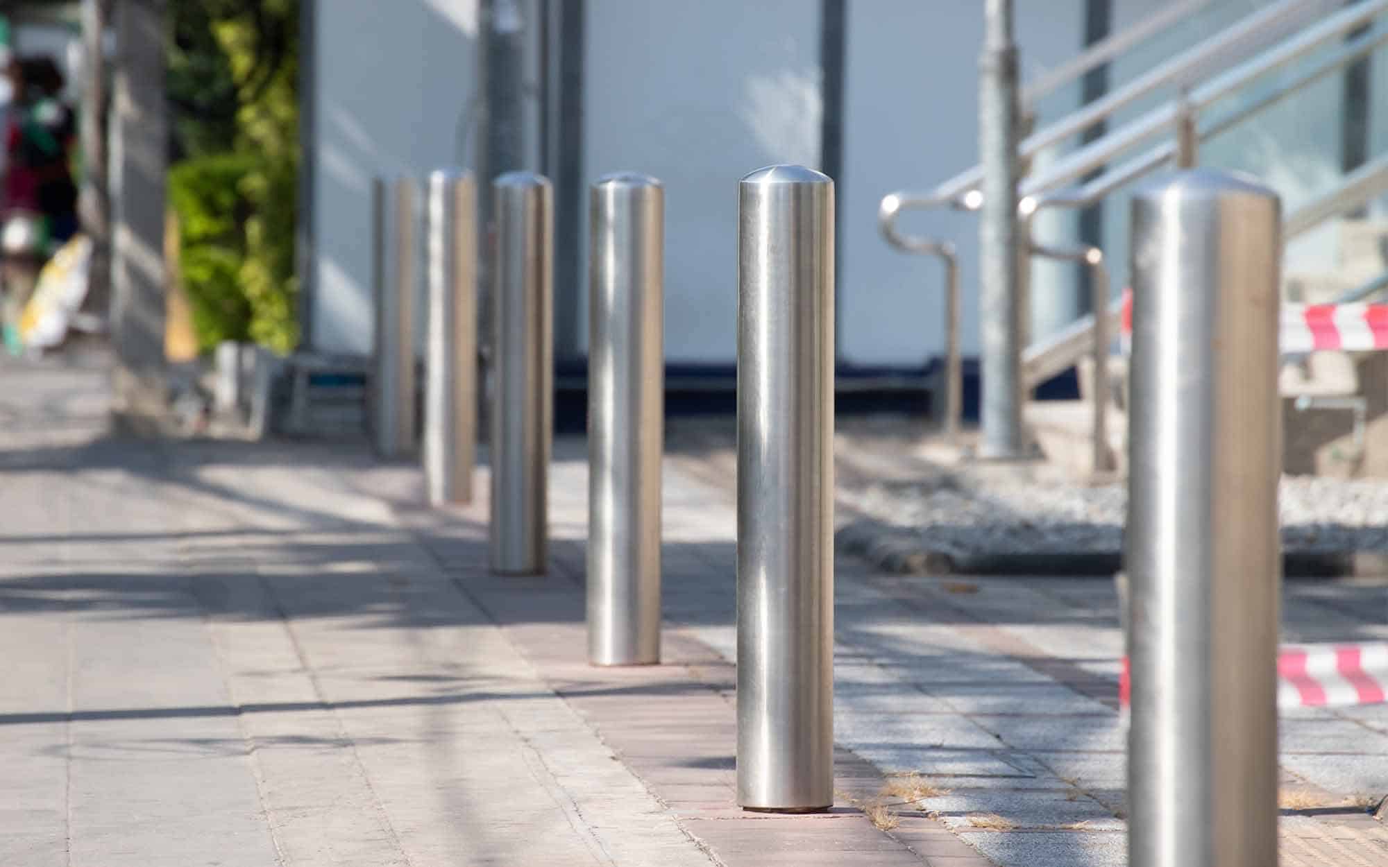 Steel bollards installed on the street side Pittsburgh Pipe