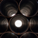 Front view of Big Steel Pipes